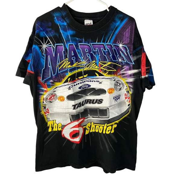Vintage 1999 Nascar MARK MARTIN Size XL The 6 Shooter All Over T Shirt Anvil - Picture 1 of 13